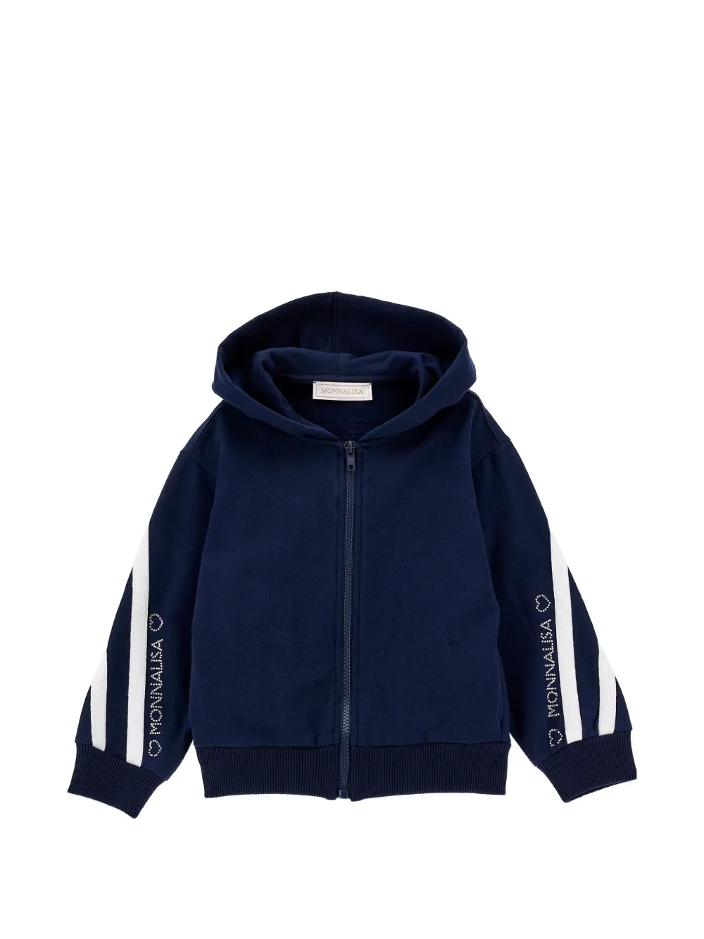 Monnalisa rhinestone-embellished side-stripe hoodie - Blue