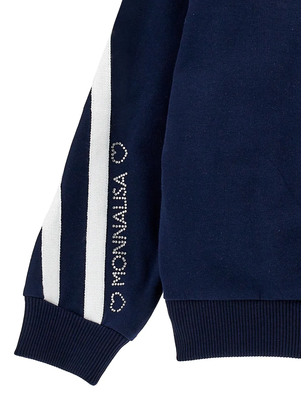 Monnalisa Hoodie verfraaid met stras en zijstreep Blauw