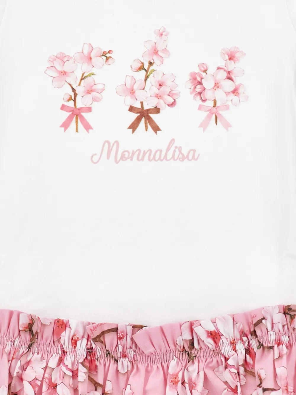 Monnalisa Jurk met bloemenprint en ruches Wit