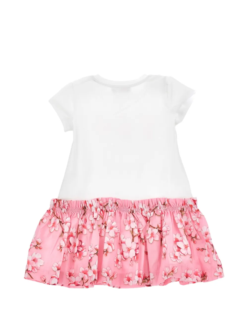 Monnalisa Jurk met bloemenprint en ruches Wit