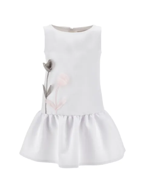 Monnalisa floral-appliqué drop-waist dress