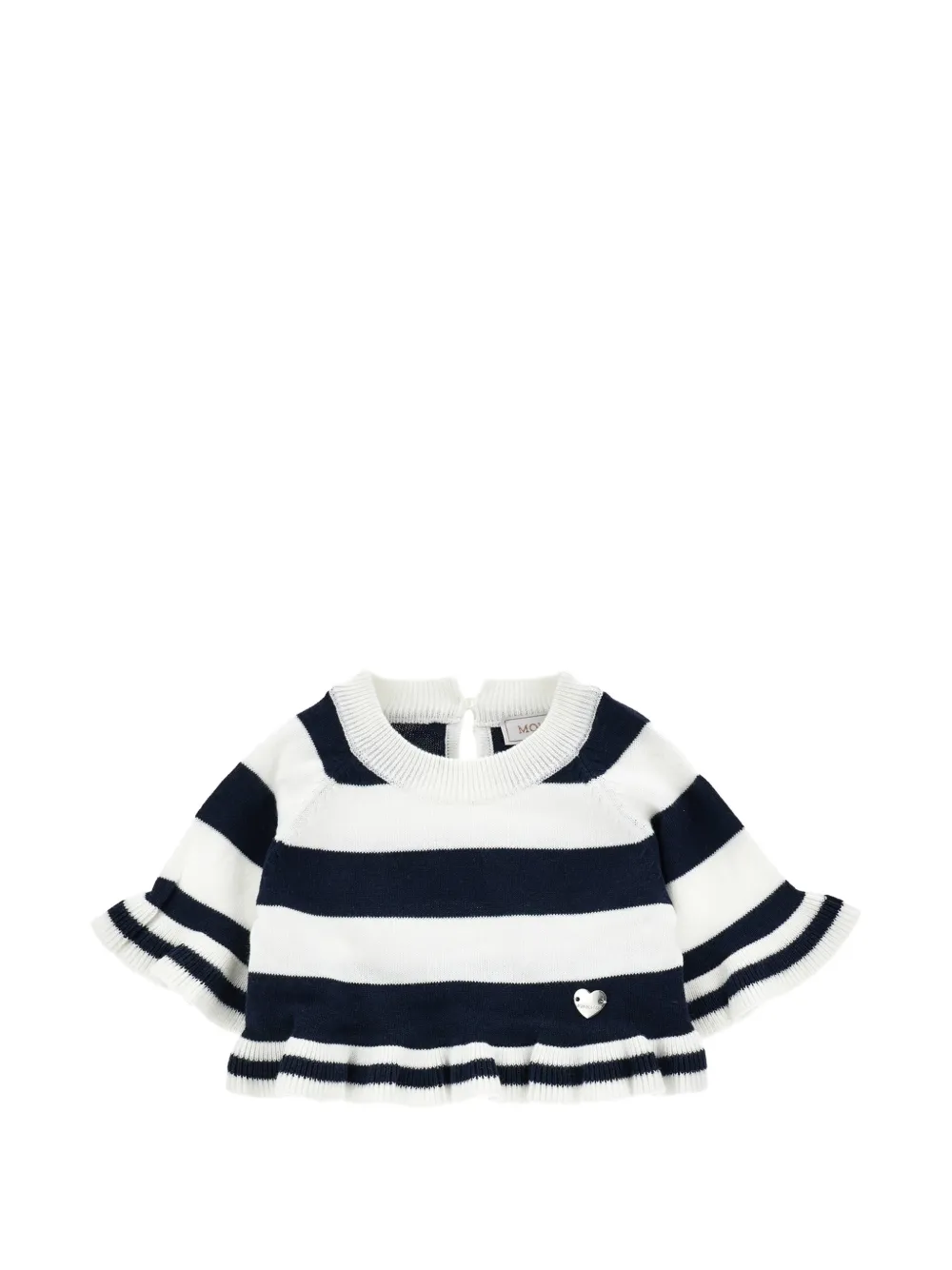 Monnalisa striped ruffled sweater - Bianco