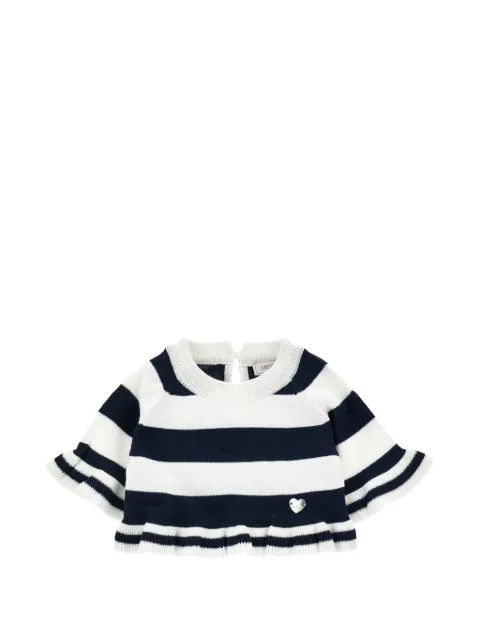 Monnalisa pull rayé à plastron volanté