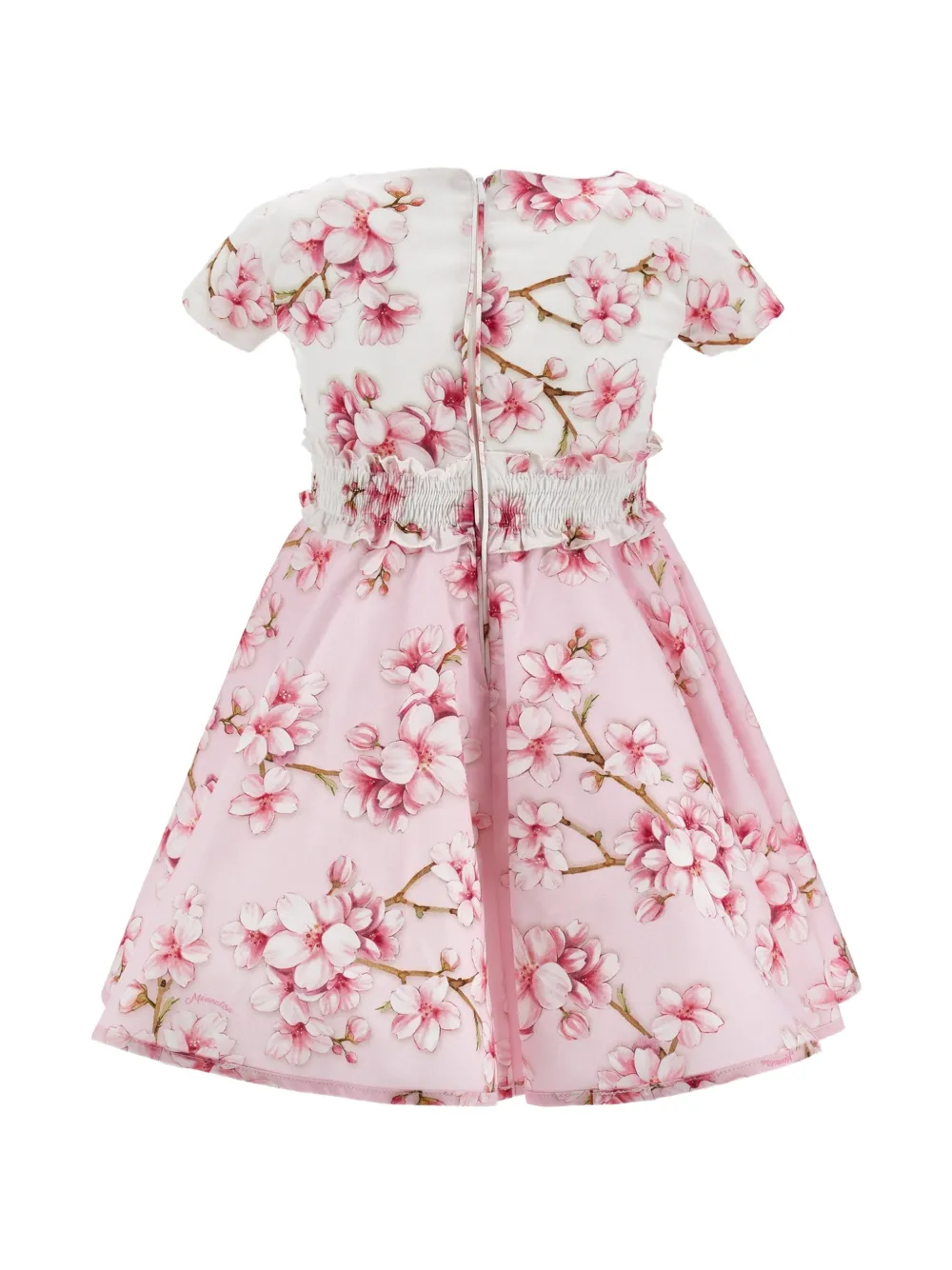 Monnalisa Jurk met bloemen-print en gesmockte taille Roze
