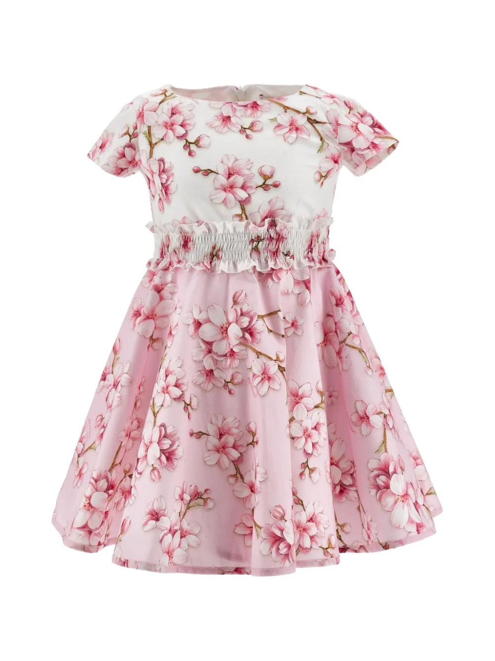 Monnalisa floral-print smocked-waist dress - Rosa