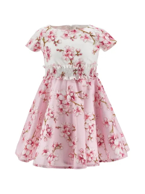 Monnalisa floral-print smocked-waist dress