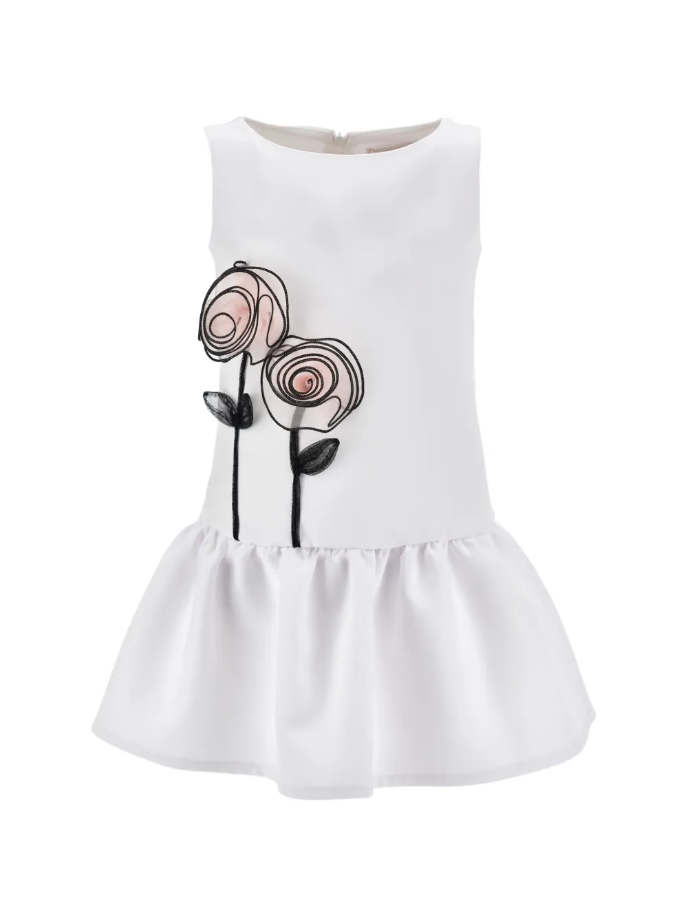 Monnalisa Abito con applicazione a fiori - Bianco