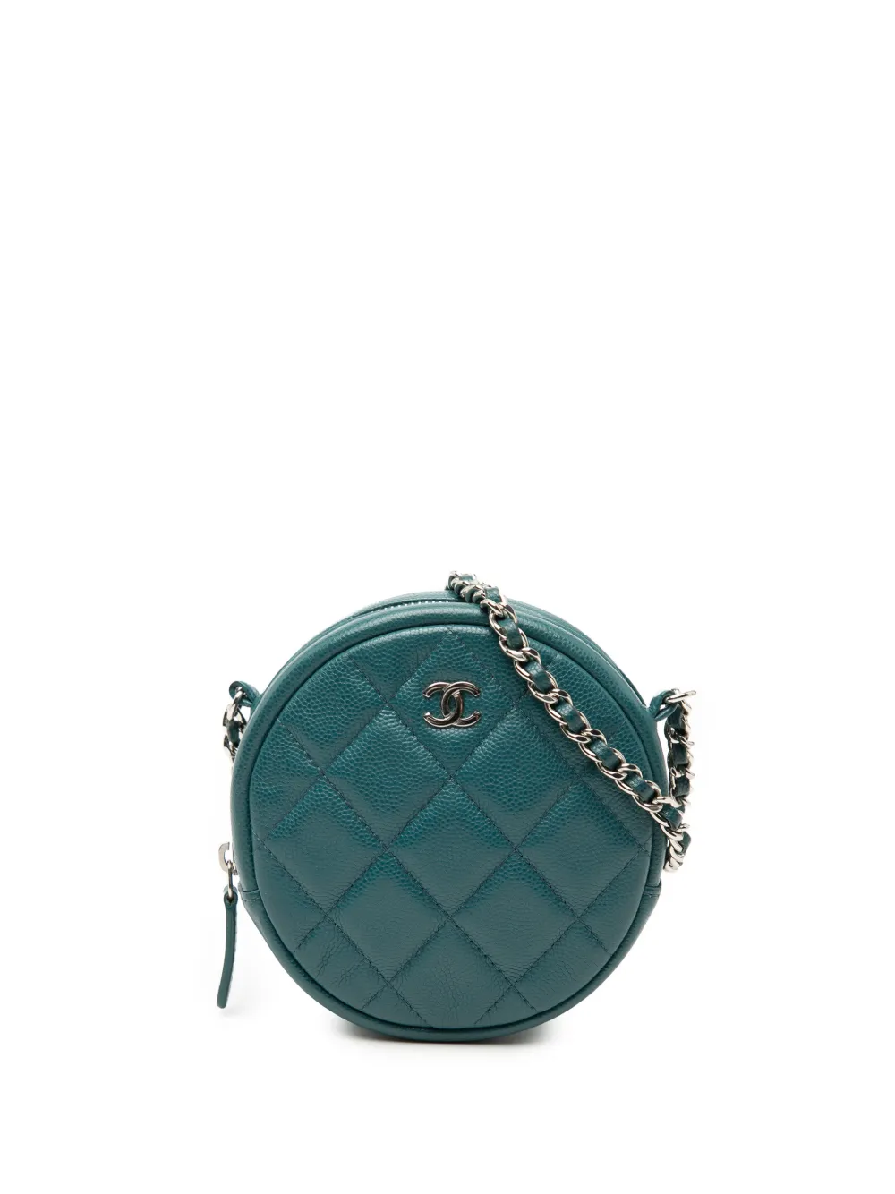CHANEL Pre-Owned 2018-2019 CC Quilted Caviar Round Clutch With Chain crossbody bag - Blau