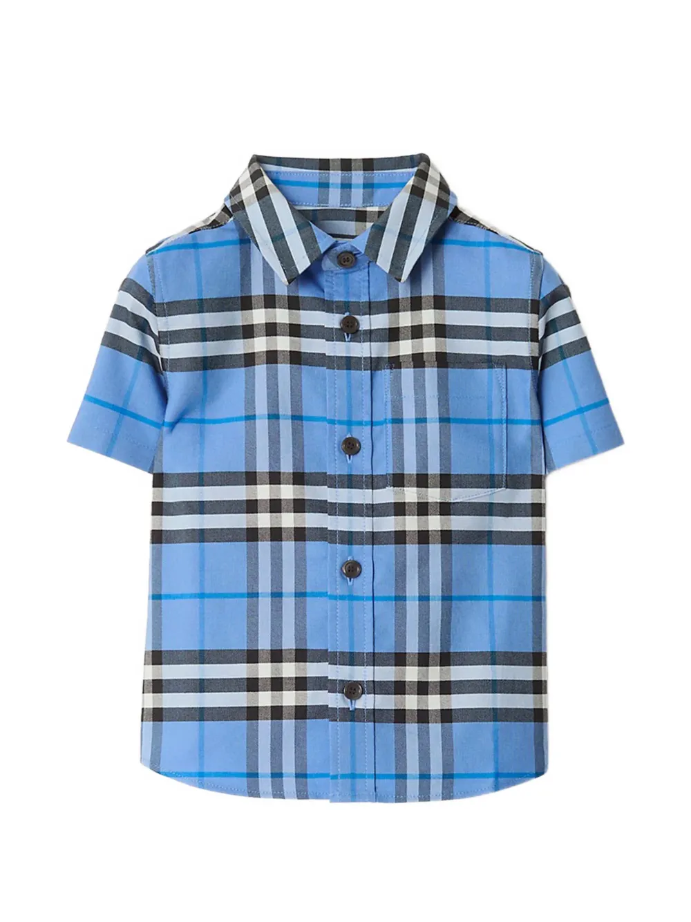 Burberry Kids check short-sleeve shirt - Blu