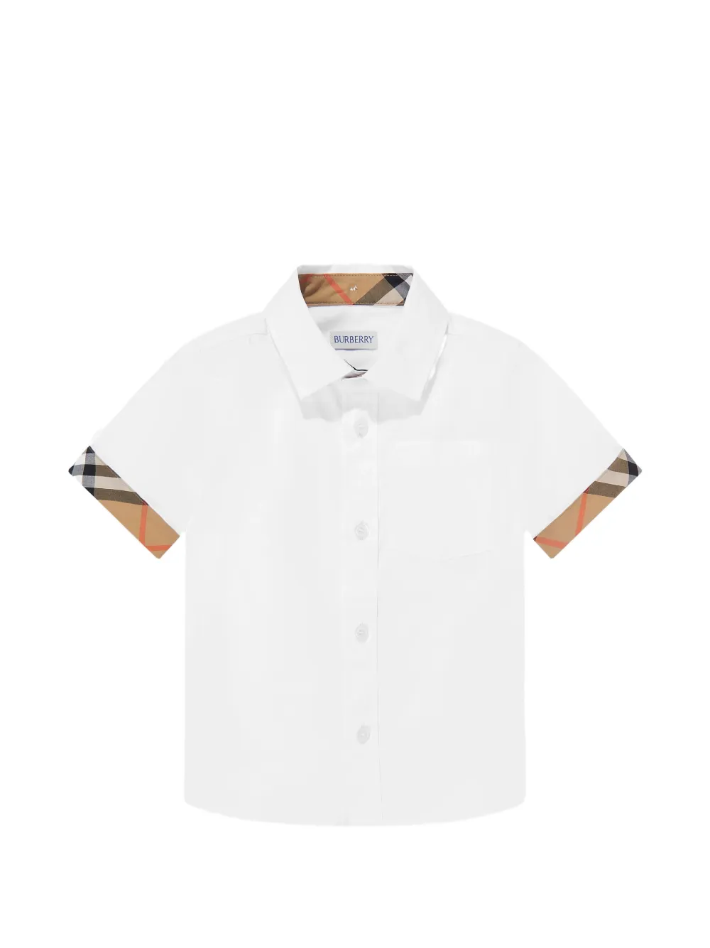 Burberry Kids check-trim short-sleeve shirt - Bianco