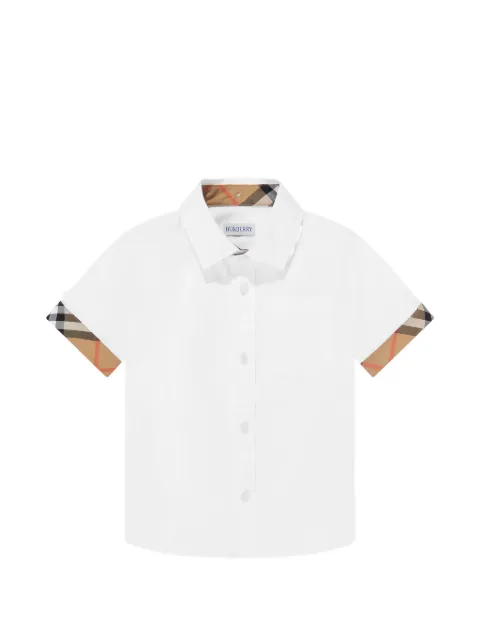 Burberry Kids check-trim short-sleeve shirt