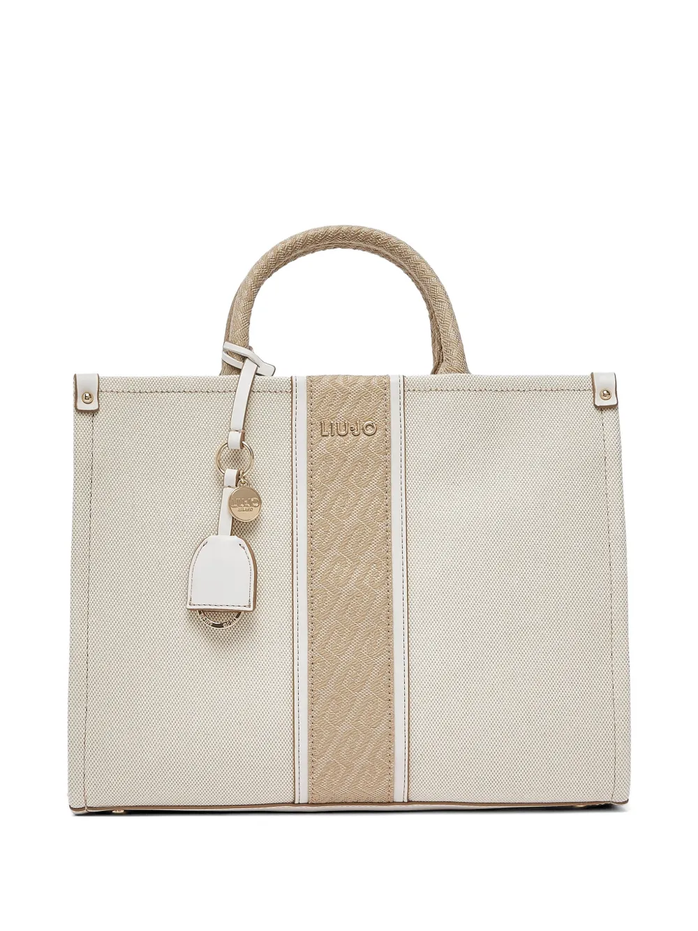 LIU JO medium jacquard charm tote bag - Toni neutri