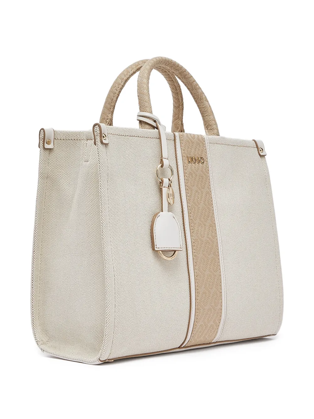  Liu Jo Medium Jacquard Charm Tote Bag - Neutrals 