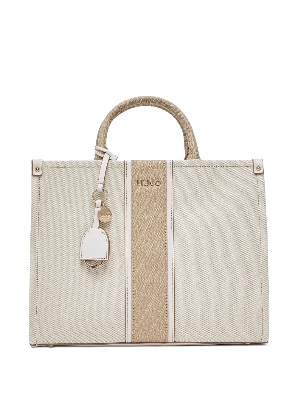 LIU JO medium jacquard charm tote bag - Toni neutri