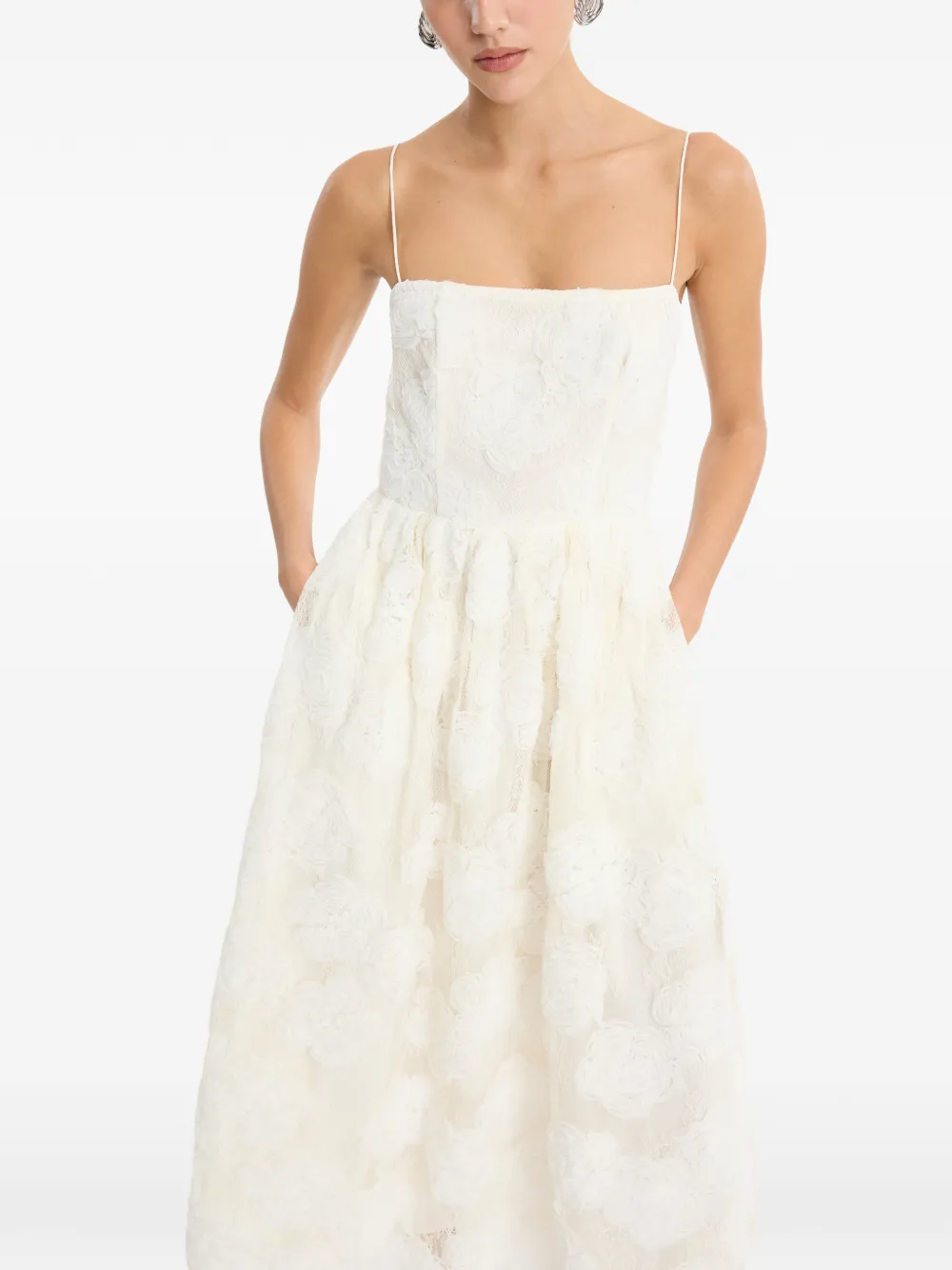 ROTATE BIRGER CHRISTENSEN Jurk met bloemenpatch Beige