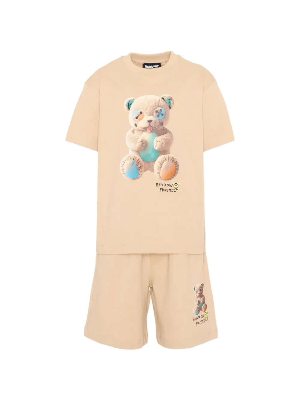 Barrow kids teddy-print shorts set - Toni neutri