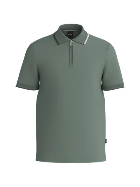 BOSS Camisa polo de algodão com detalhe de zíper