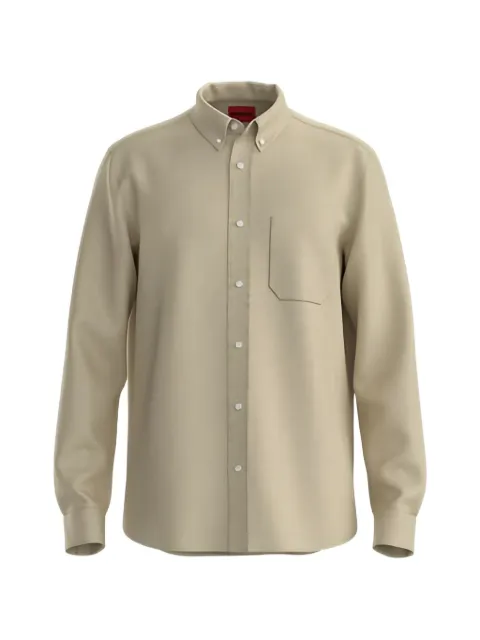 HUGO Camisa de linho com abotoamento e bolso