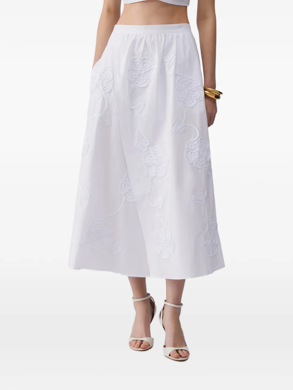  Liu Jo Embroidery Slit Midi Skirt - White 