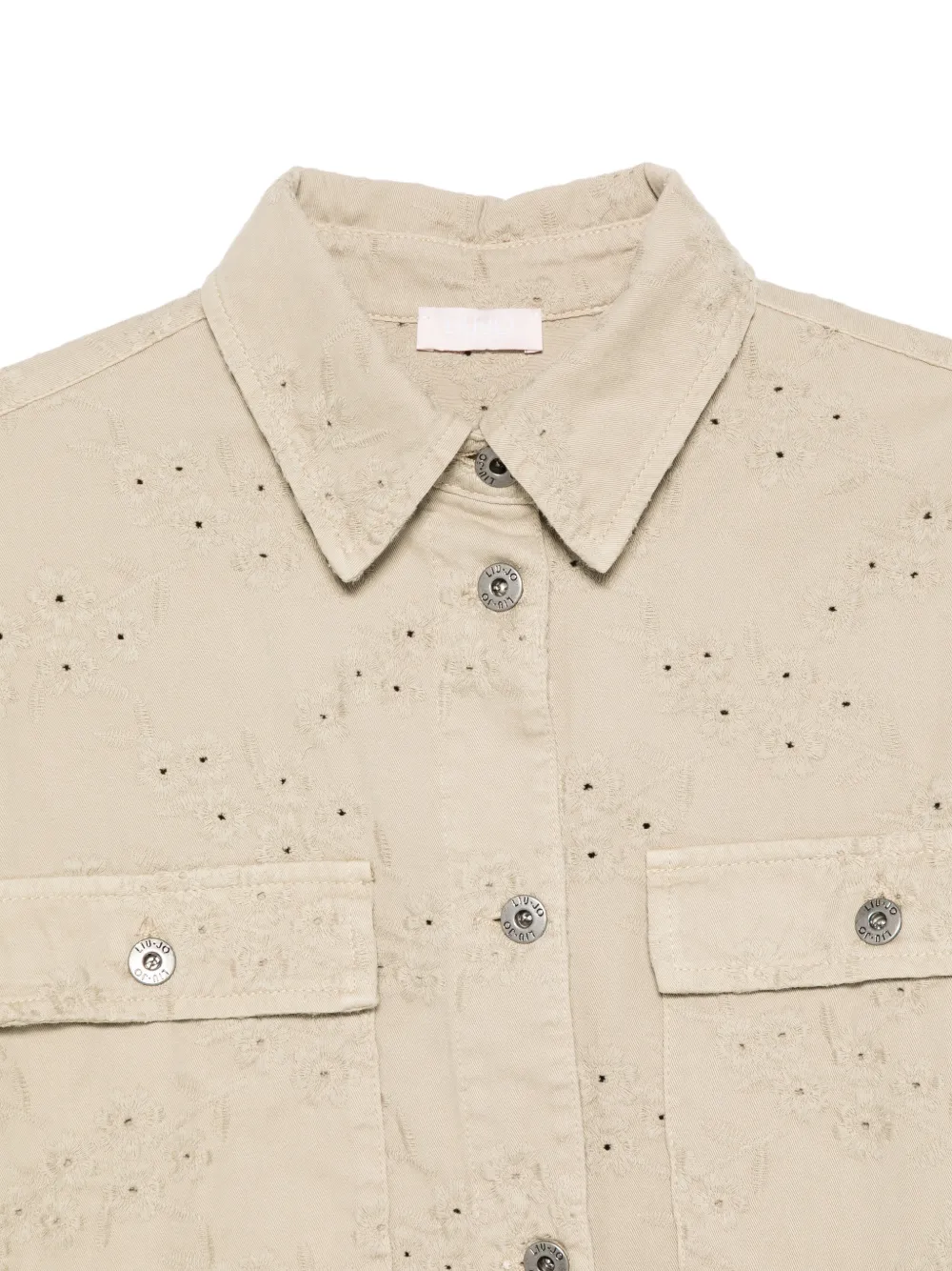  Liu Jo Pockets Eyelet Cotton Jacket - Neutrals 
