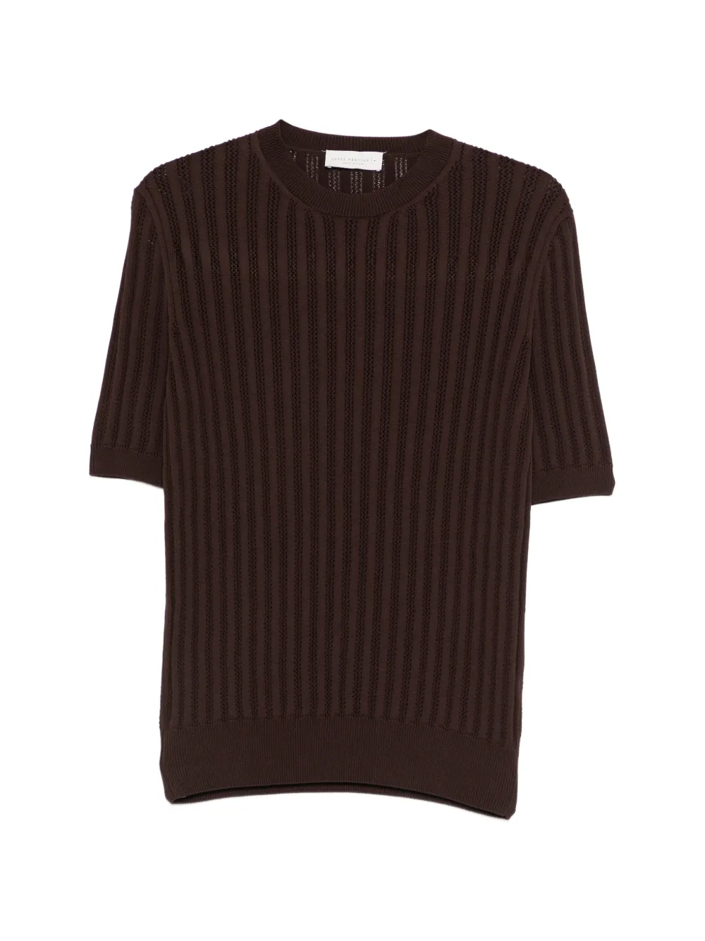 LUIGI GENTILE open-knit short-sleeved sweater - Braun