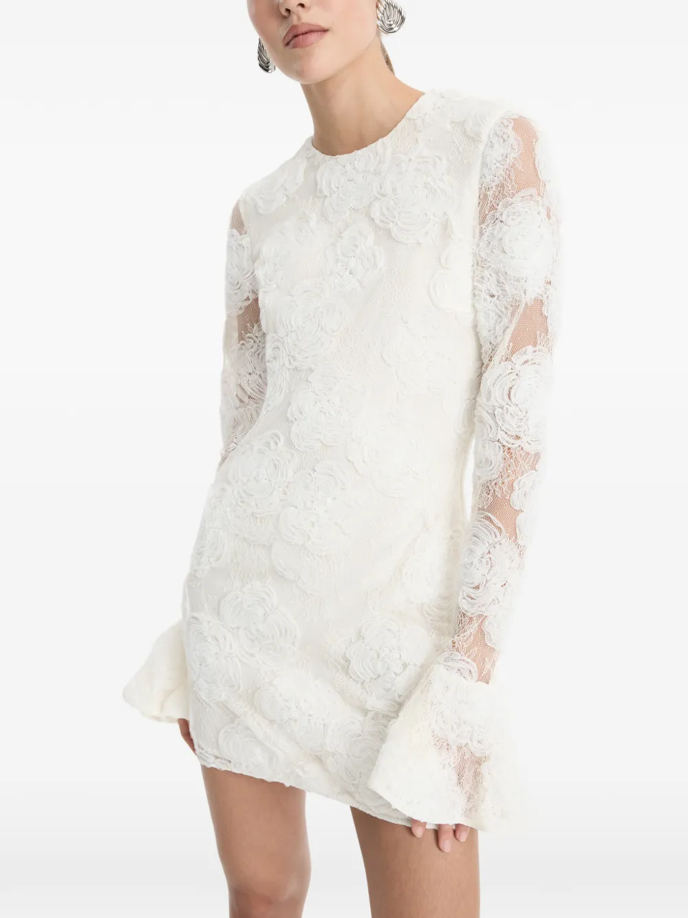 ROTATE BIRGER CHRISTENSEN Flower mesh mini-jurk Beige