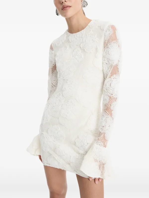 rotate floral mesh mini dress Bridal floral-appliqu mesh minidress in blue - Rotate