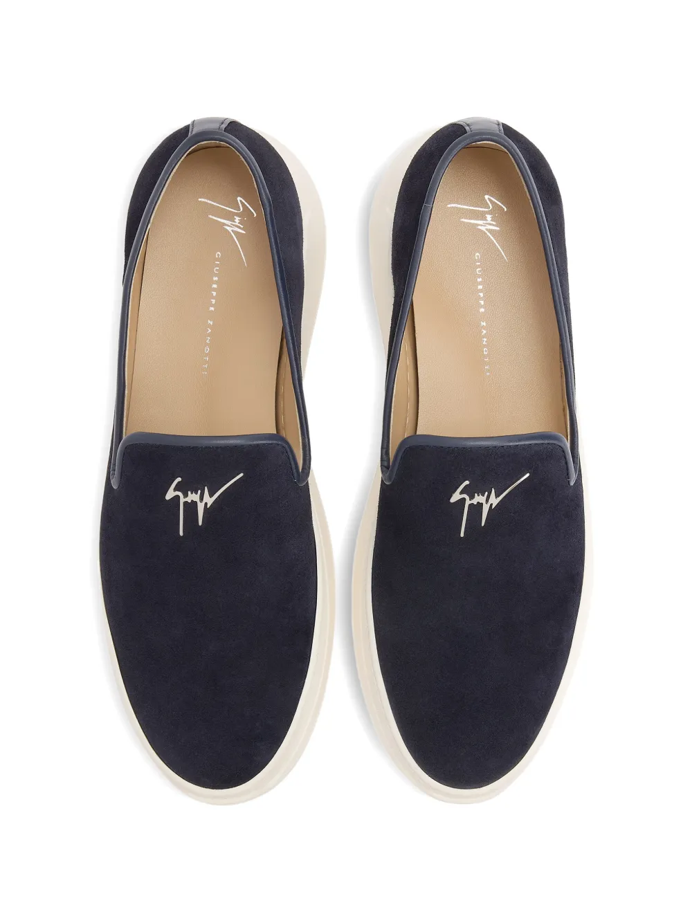 Giuseppe Zanotti Conley kenmerkende fluwelen loafers Blauw