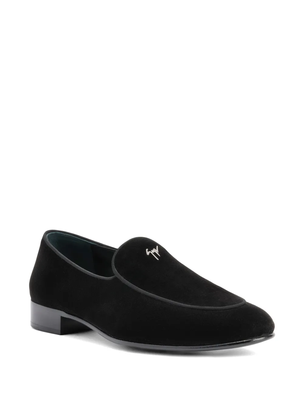 Giuseppe Zanotti Berth fluwelen loafers met metalen logo Zwart