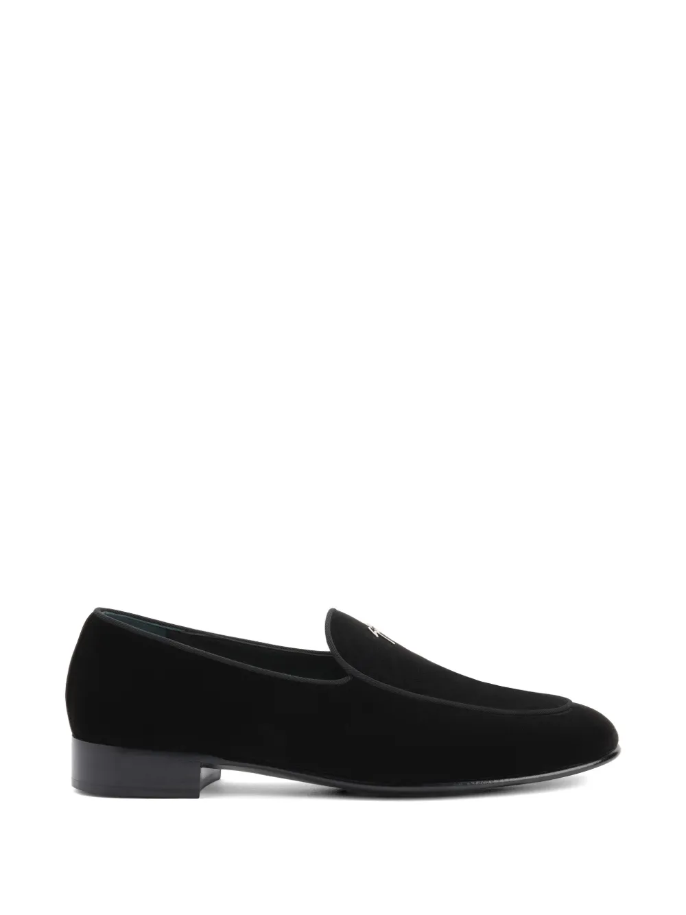 Giuseppe Zanotti Berth metal logo velvet loafers - Schwarz