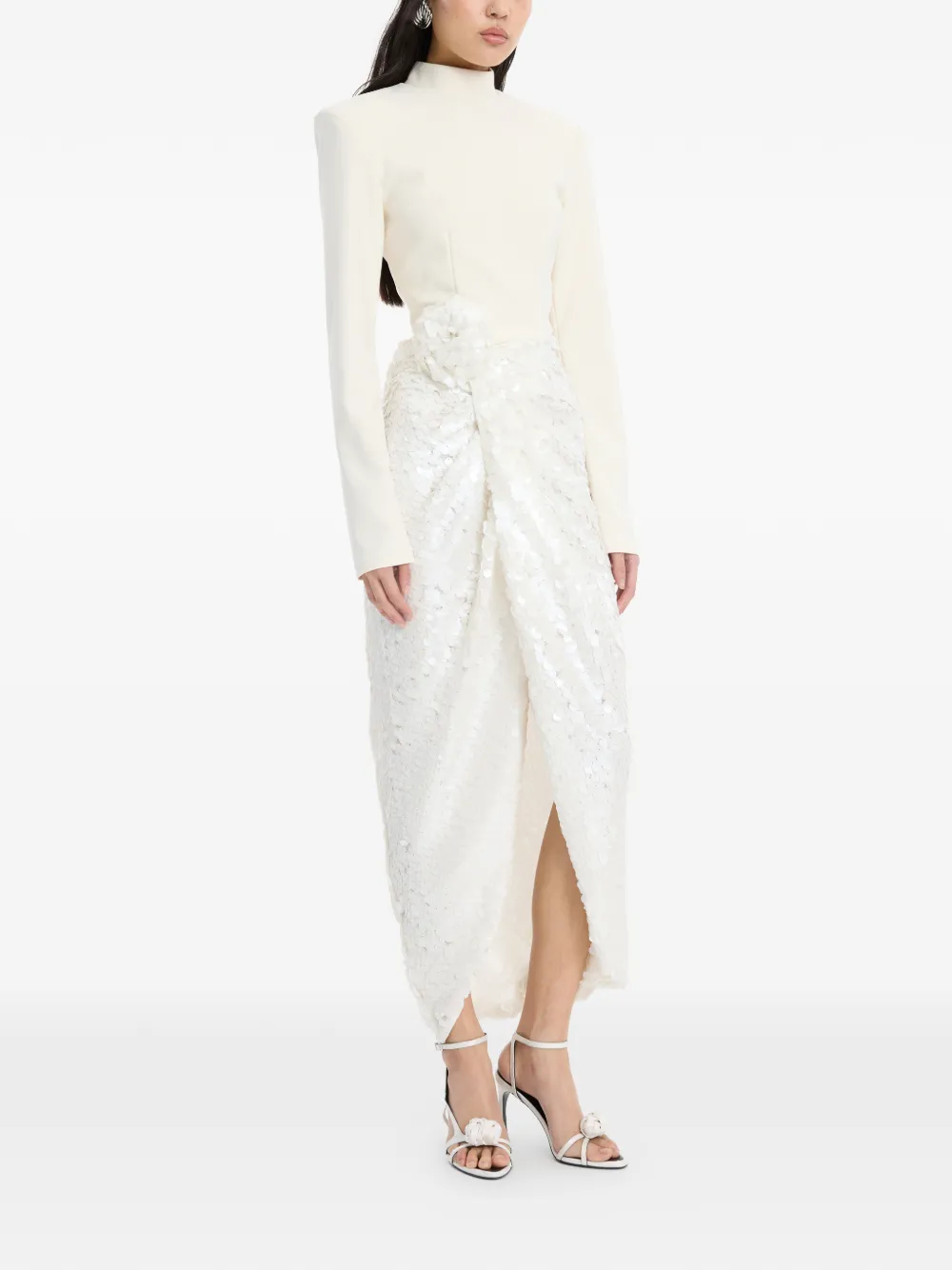 ROTATE BIRGER CHRISTENSEN Midi-jurk met geknoopt detail Wit