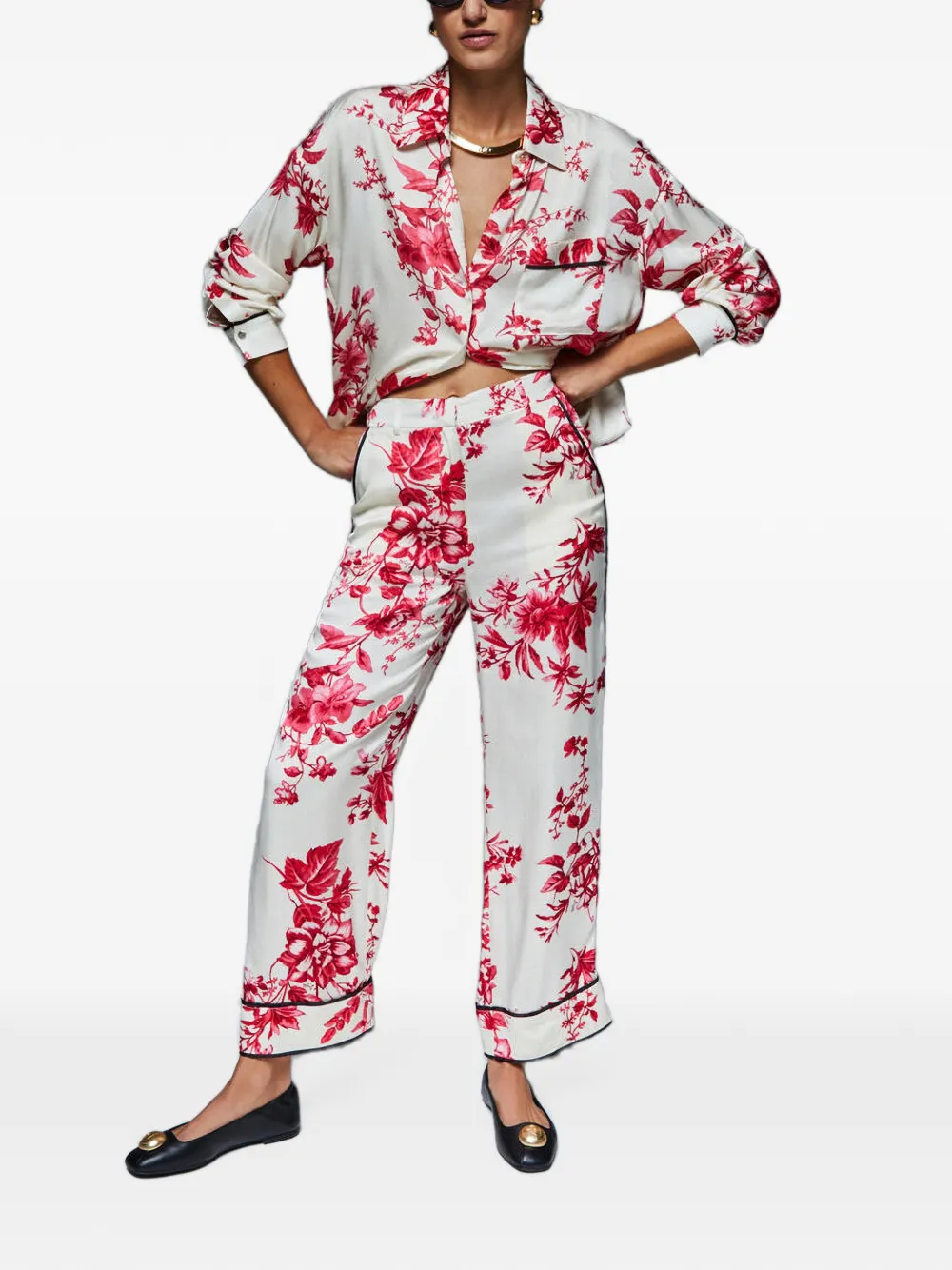 LIU JO Broek met bloemenprint Wit