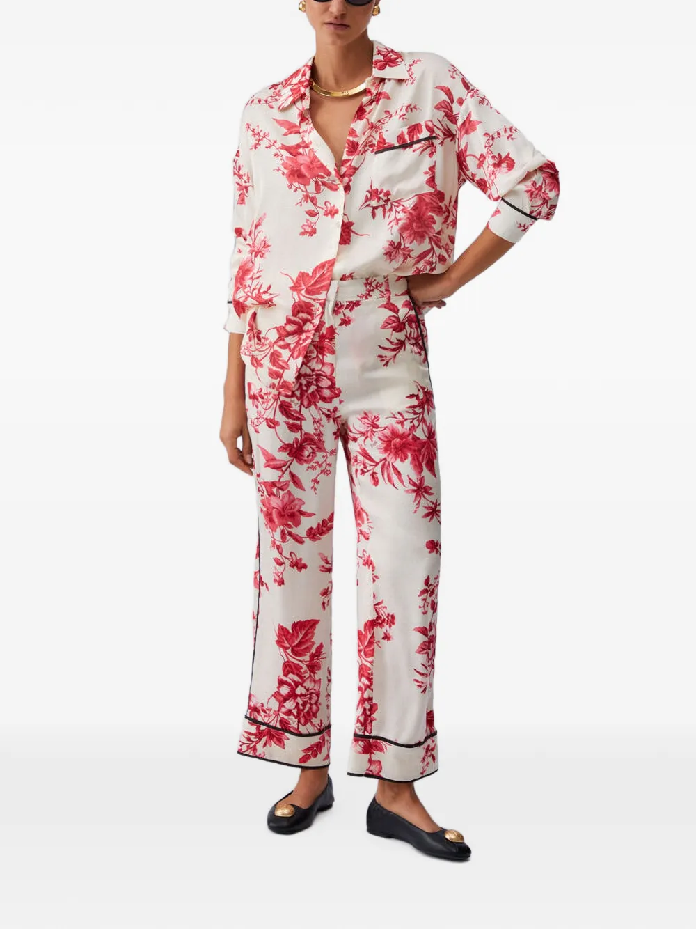 LIU JO Broek met bloemenprint Wit