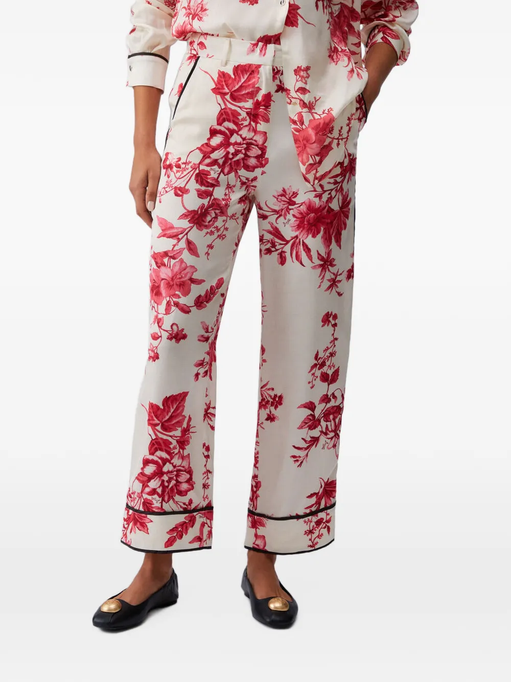 LIU JO Broek met bloemenprint Wit