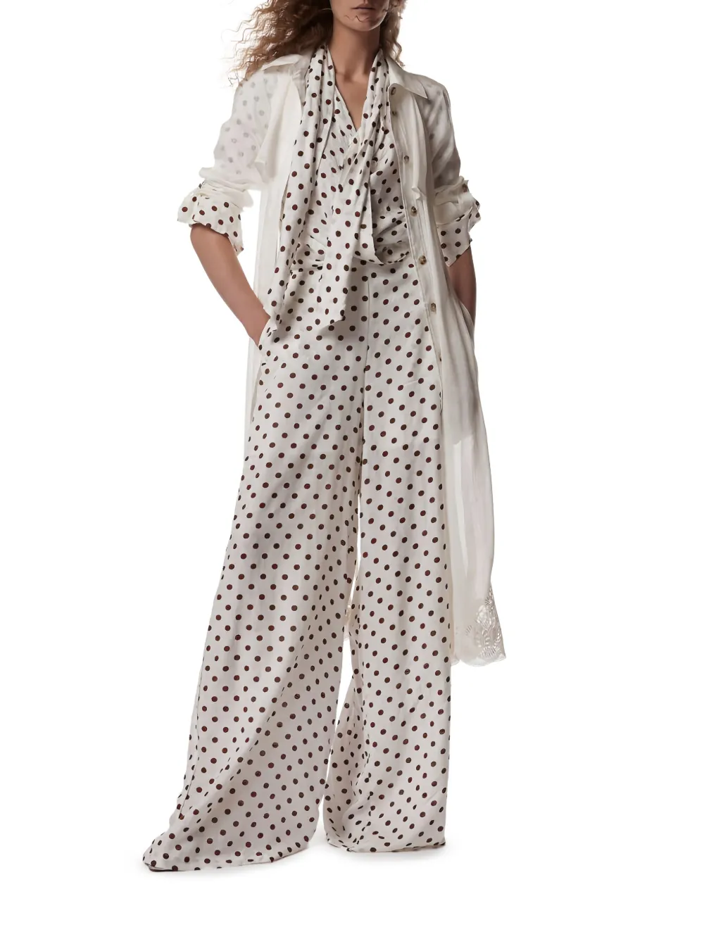 Christy Lynn Marta polka-dot-pattern trousers - Bianco