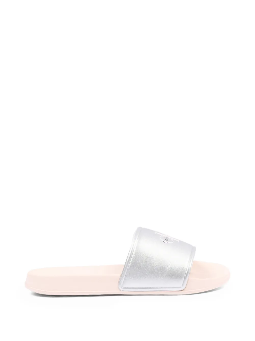  Calvin Klein Kids Logo Slides - Silver 