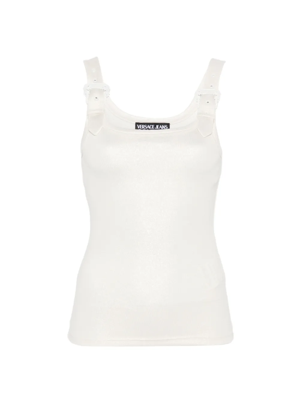 Versace Jeans Couture buckle-detail metallic-finish top - Toni neutri