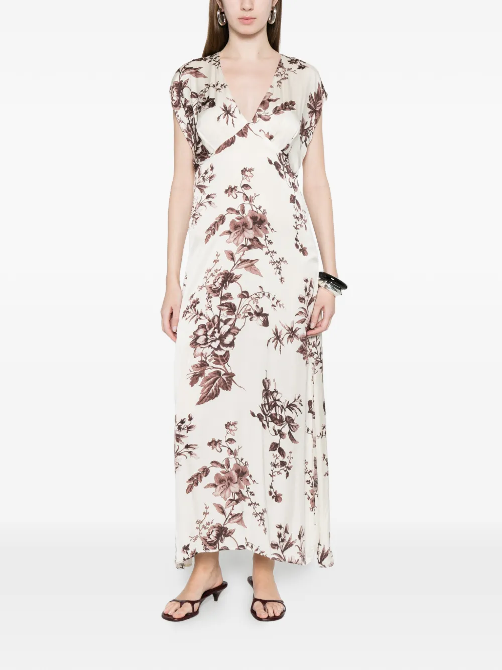  Liu Jo Floral V-neck Dress - Neutrals 