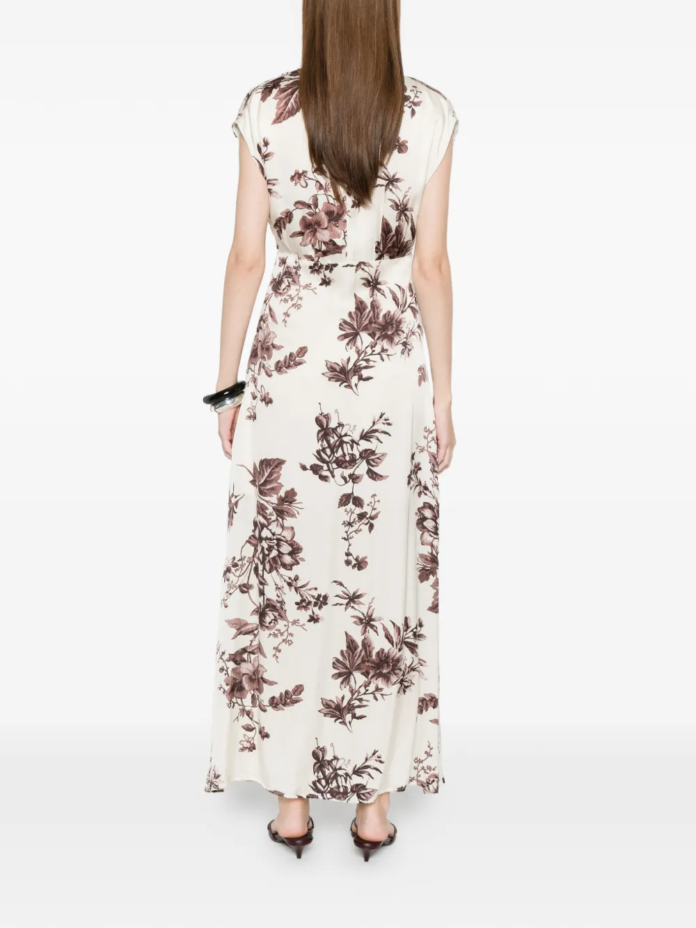 LIU JO Satijnen maxi-jurk met print Beige