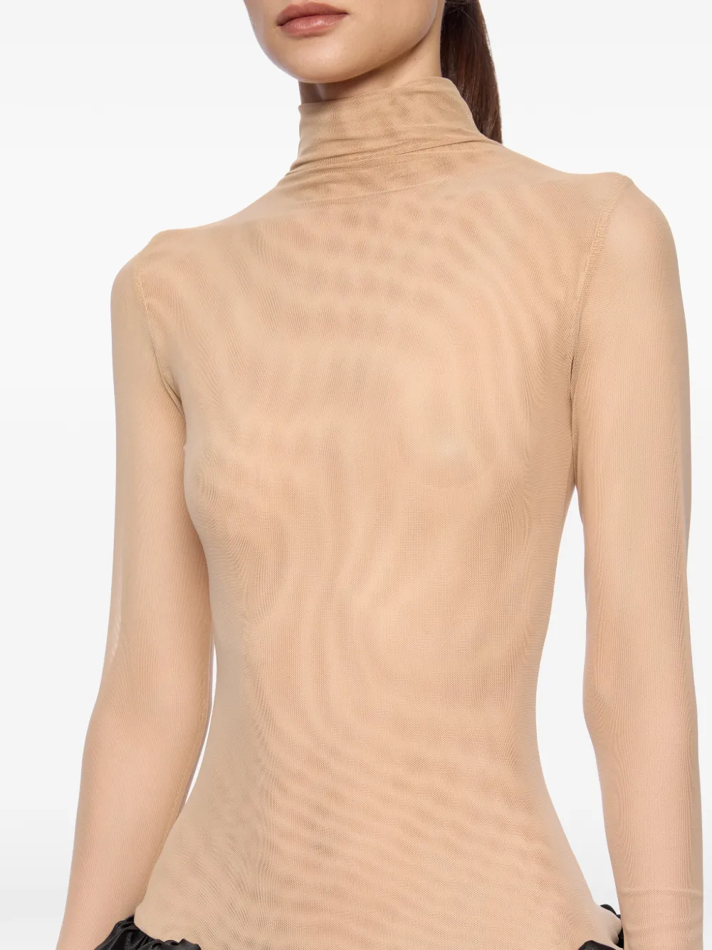 Atu Body Couture Jurk met hoge hals en ruches Beige