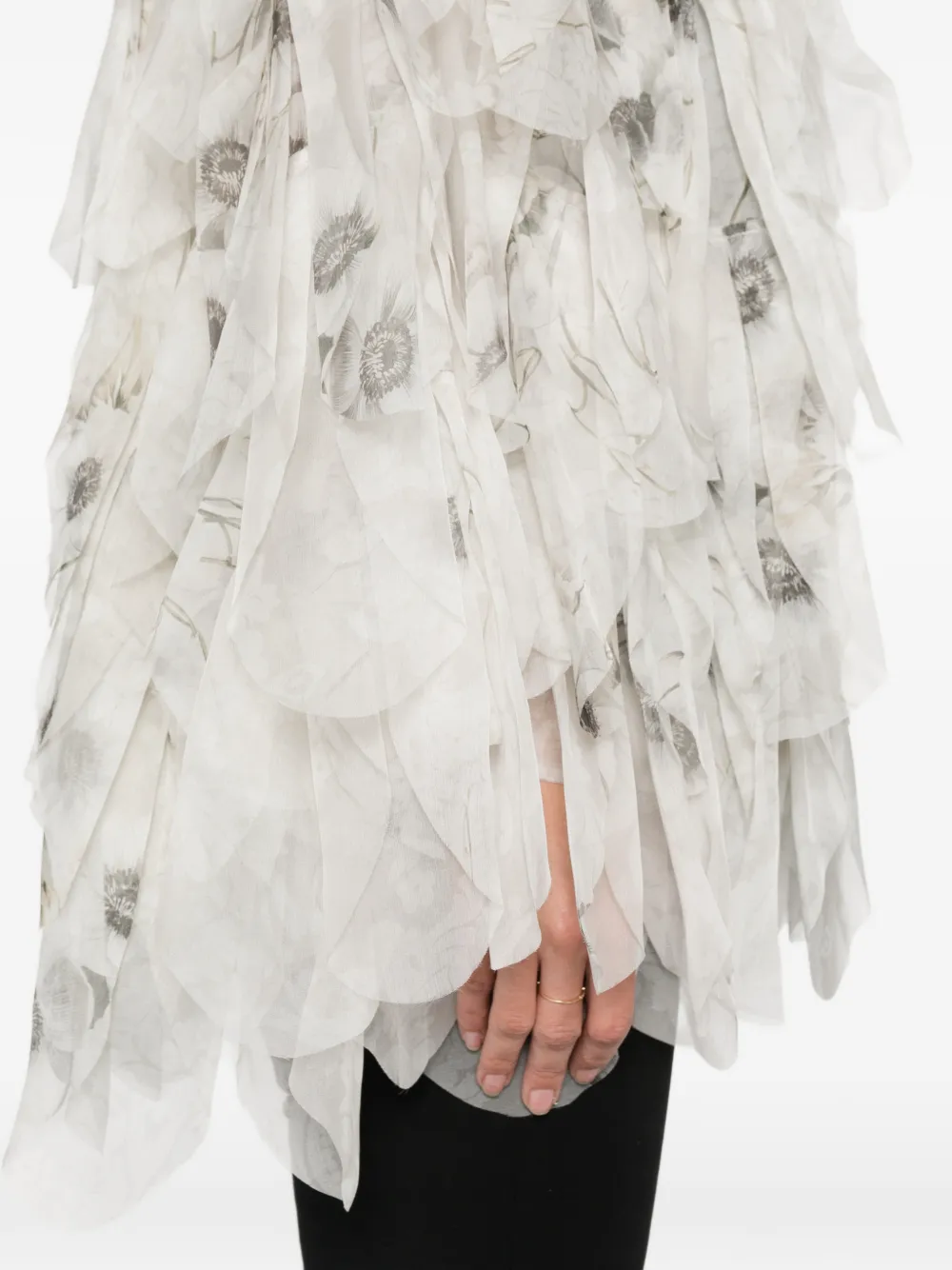 Max Mara Chiffon jack met bloemenprint en ruches Wit