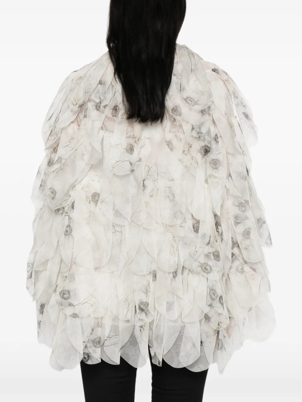 Max Mara Chiffon jack met bloemenprint en ruches Wit