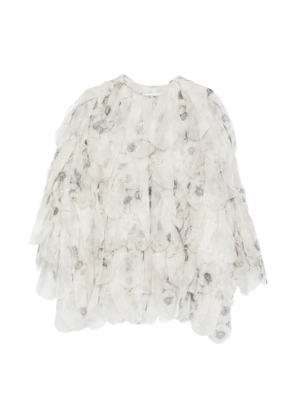Max Mara Chiffon floral ruffled jacket - White