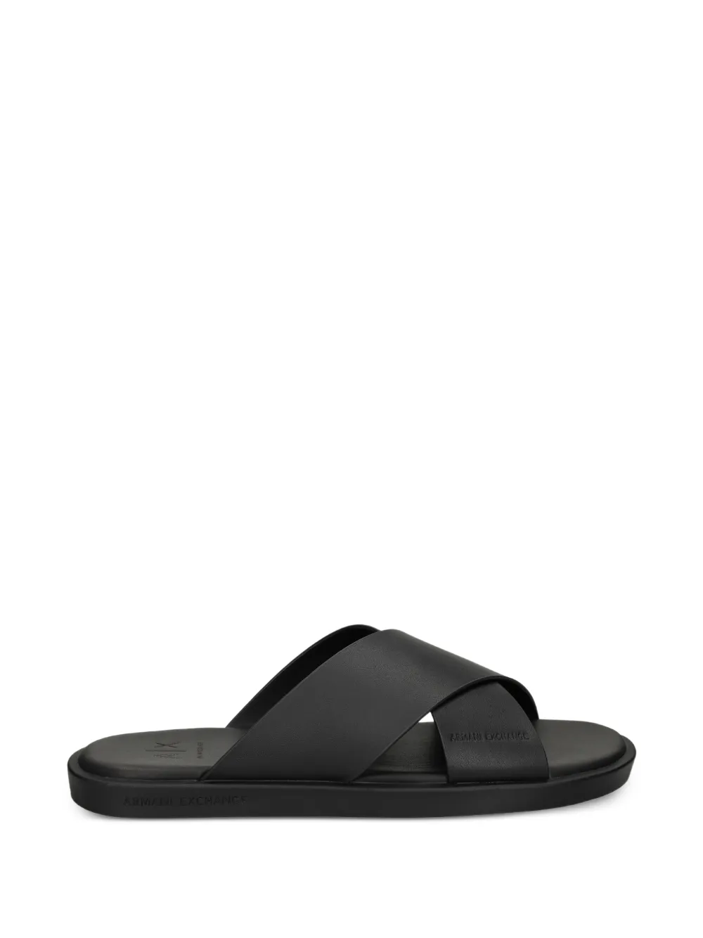 Armani Exchange crossover-strap slides Zwart