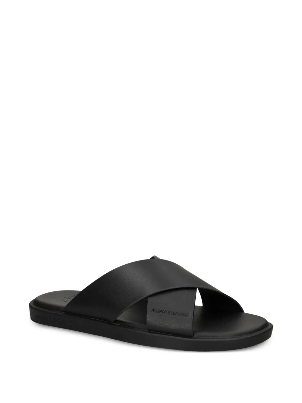 Armani Exchange crossover-strap slides Zwart