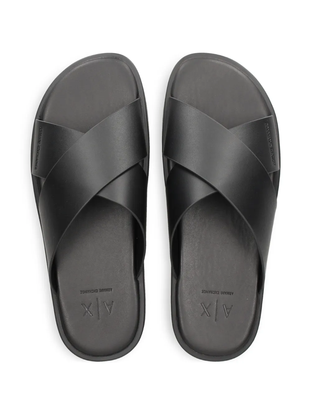 Armani Exchange crossover-strap slides Zwart