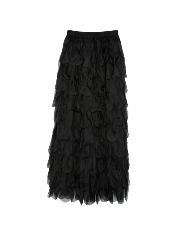 Max Mara Romana Tiered Ruffled Maxi Skirt in Black