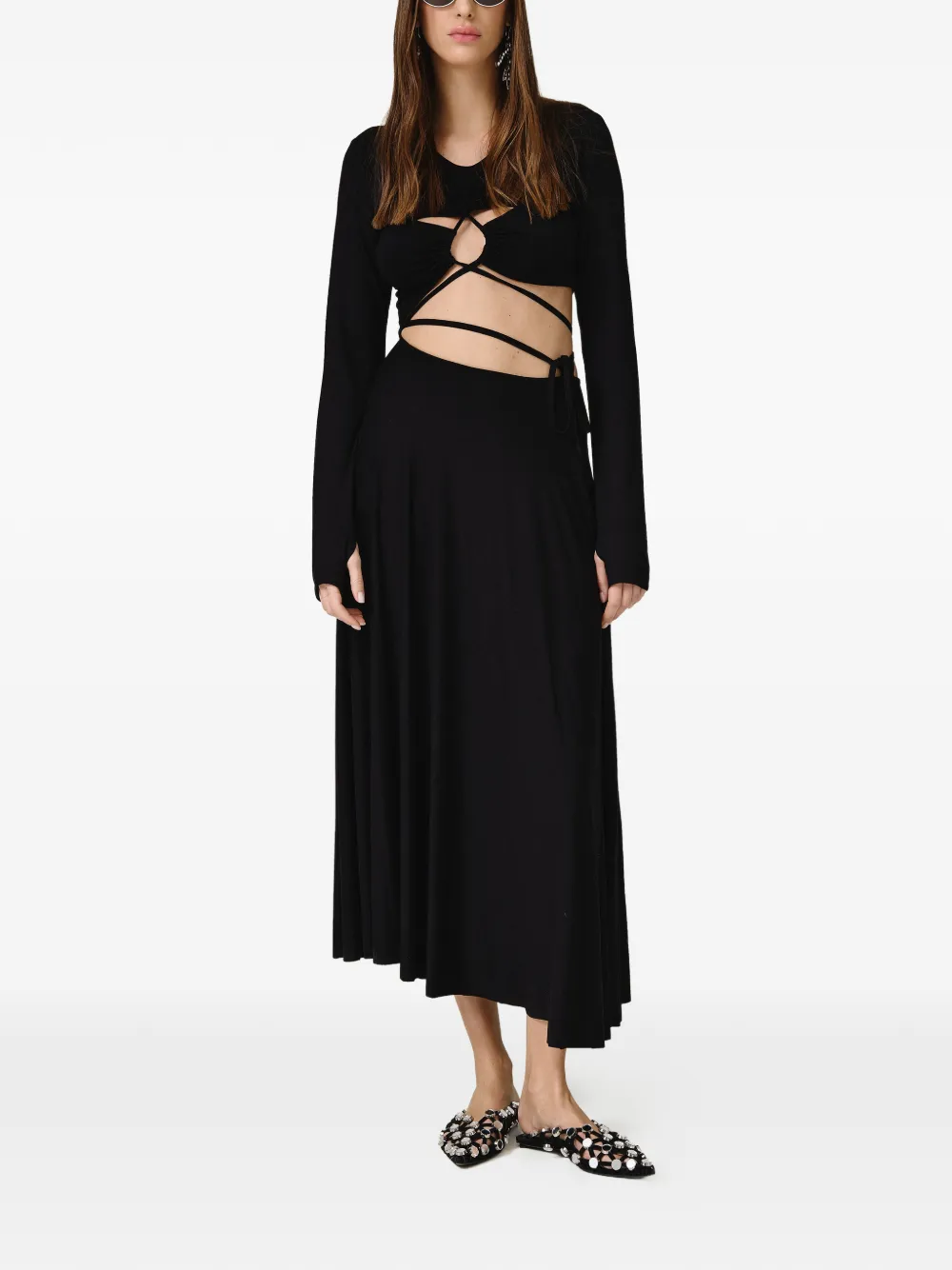 PNK cut-out long-sleeve midi dress - Nero