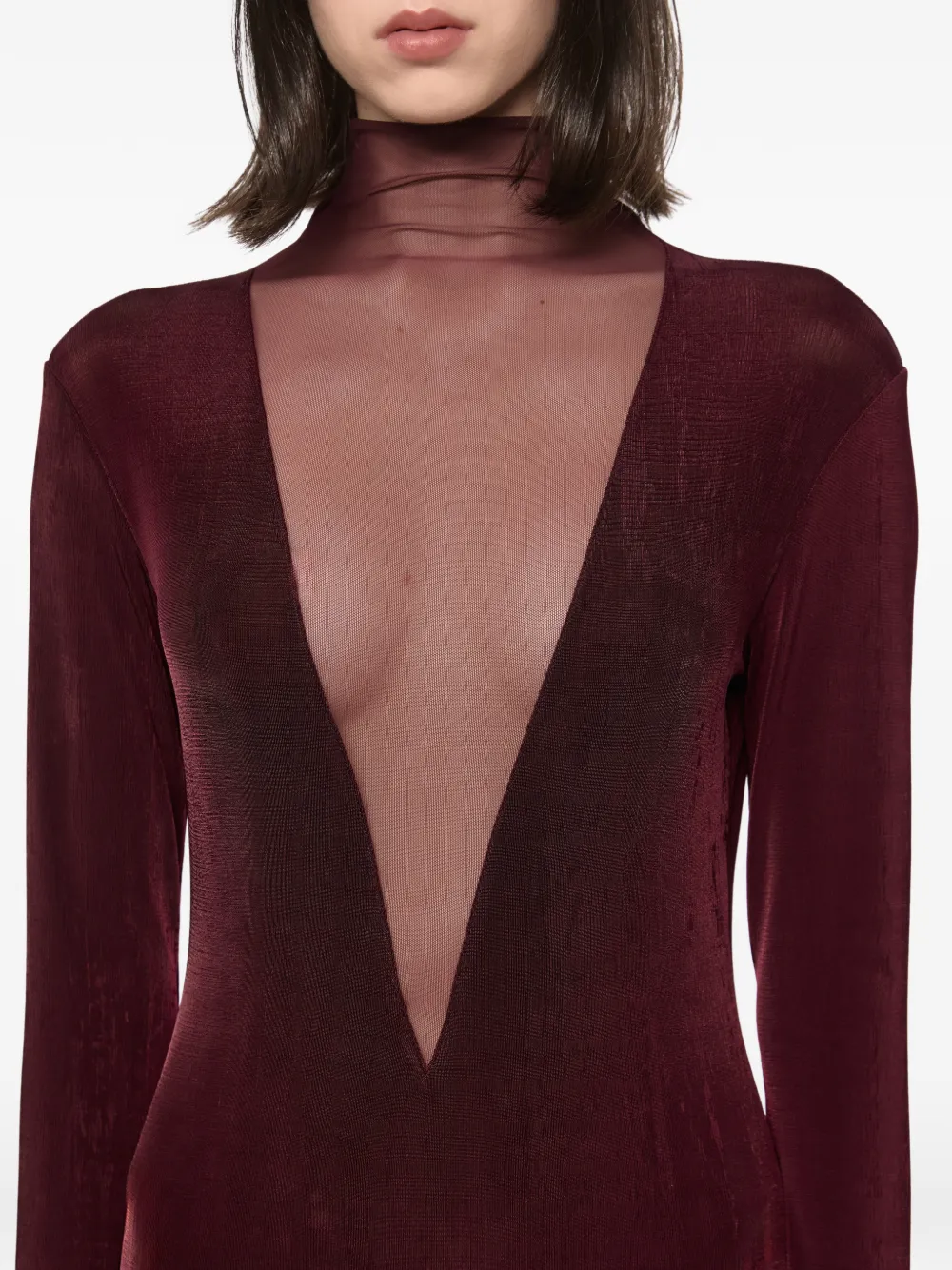 Atu Body Couture Jurk met doorzichtig vlak Rood