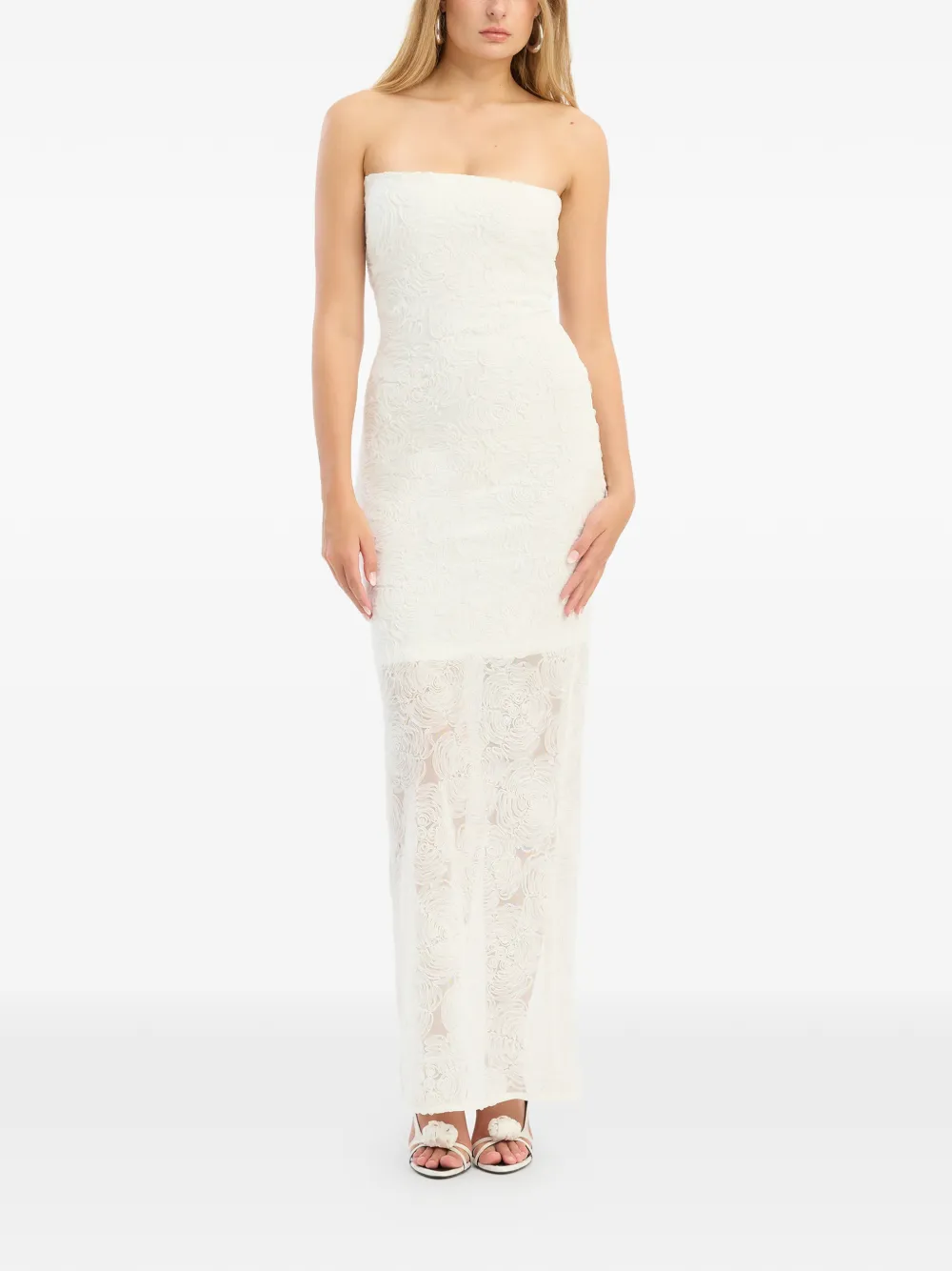 ROTATE BIRGER CHRISTENSEN Mesh jurk met bloemenprint Wit